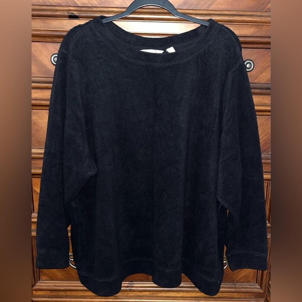 Denim & Co. Comfort Zone Baby Sherpa Crewneck Pullover 30” P2P